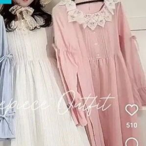 4l 皆方由衣 みなゆい ピンク 白 ロングワンピース ロリータ 可愛い