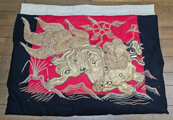 ふとん太鼓 高欄掛け 刺繍 祭り 牡丹に唐獅子 アンティーク ヴィンテージ
