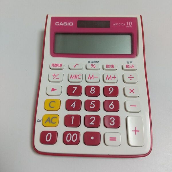 CASIO MW-C10A 税計算機能付き電卓 ピンク