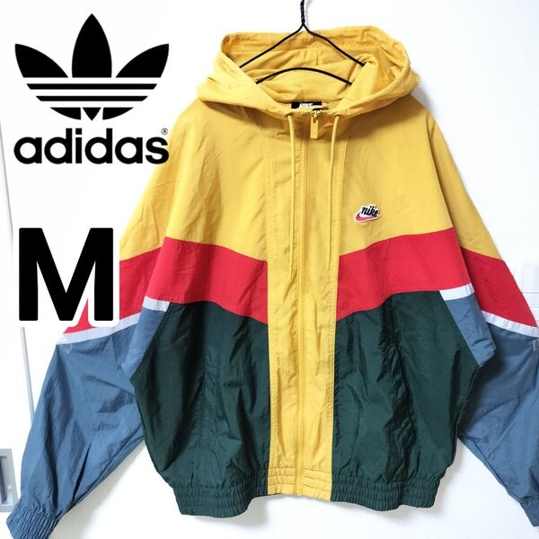 ナイキ 美麗カラー ナイロンジャケット マウンテンパーカー 男性M フード付き ウィンドブレーカー NIKE メンズ ユニセックス