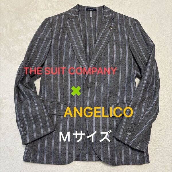 美品 THE Suit Company スーツカンパニー 高級生地 ANGELICO ストライプ オリジナルボタン
