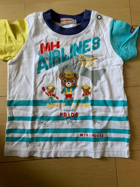 ミキハウス MH AIRLINES Tシャツ 80 飛行機