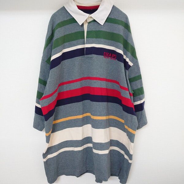 【90s】CHAPS ラルフローレン ラガーシャツ XL マルチボーダー ヴィンテージ 古着 USA規格 チャップス 半袖