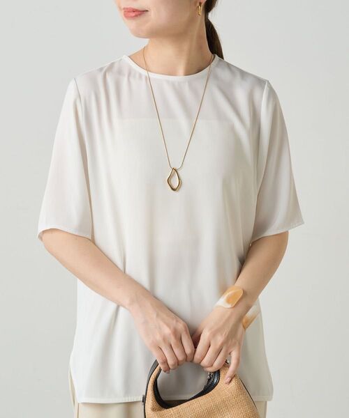 新品 ラウンジドレス Loungedress サテンTブラウス オフホワイト 白