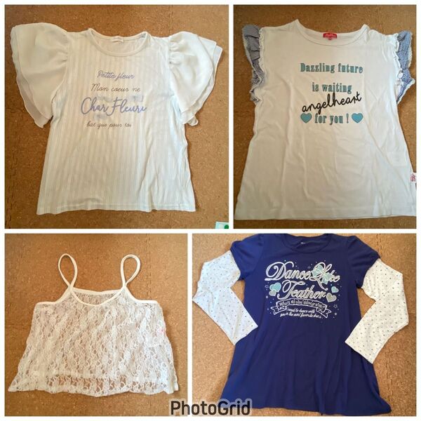 160サイズ トップス フレンチスリーブ 夏物3枚&長袖Tシャツ1枚 4点セット