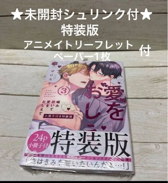 【未開封シュリンク付】噛み砕いて愛をおしえて3 特装版 ぽけろう アニメイトリーフレット・ペーパー1枚付