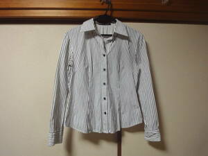 VICKY Vicky commuting .. stretch stripe long sleeve shirt made in Japan 2