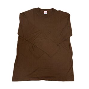 長袖Tシャツ ブラウン L ロンT クルーネック カットソー Tシャツ 無地Tシャツ長袖無地Tシャツメンズ