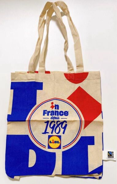 リドル スーパー Lidl フランス限定 海外 パリ 赤色 青色 エコバッグ トートバッグ コットン 送料込
