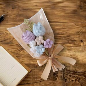 チューリップの花束 あみぐるみ 枯れないお花