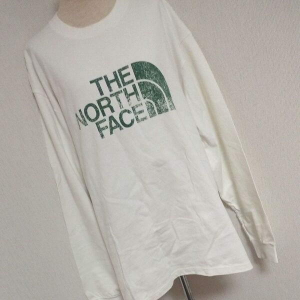 THE NORTH FACE 長袖Tシャツ ロゴ グリーン ホワイト