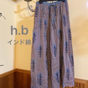 h.b花柄ロングスカート グレー フリーサイズ