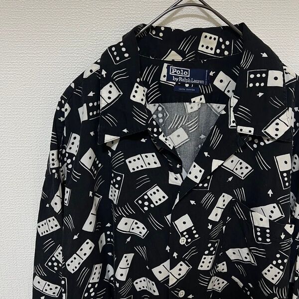 【POLO RALPH LAUREN】domino ポロラルフローレン ドミノ カジノ オープンカラー アロハシャツ レーヨン