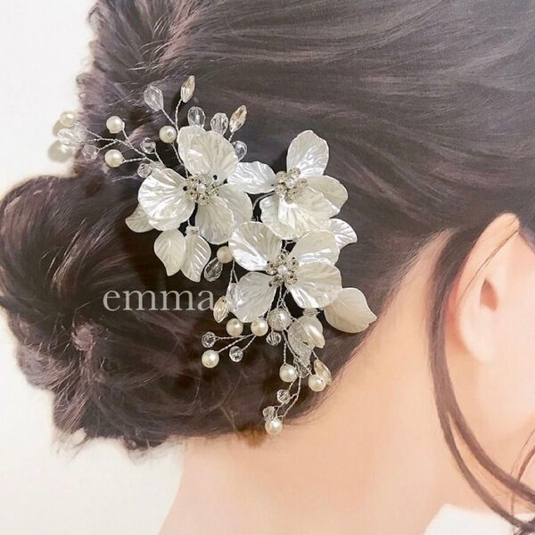 髪飾り 結婚式 お呼ばれ 成人式 和装 浴衣 卒業式 ヘアアクセサリー ヘアピン ヘッドドレス ヘアクリップ シルバー お花