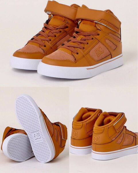 新品 DC SHOES 20cm ディーシーシューズ PURE HIGH-TOP キッズスニーカー ハイカット ライトブラウン