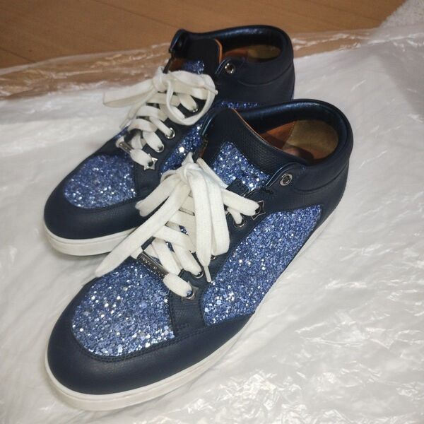 JIMMY CHOO ジミーチュウ ラメ スニーカー ネイビー サイズ37.5