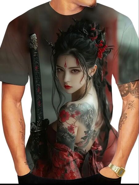剣士柄 和柄 Tシャツ Lサイズ