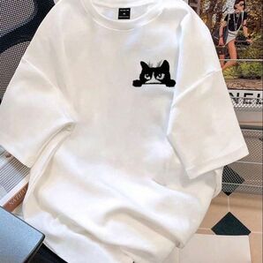 黒猫 半袖 Tシャツ ホワイト Sサイズ