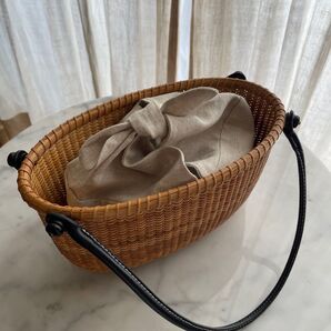 ハンドメイド あずま袋 バッグ バッグインバッグ ミニバッグ 麻 リネン かごバッグ 用 ランチバッグ お弁当入れ