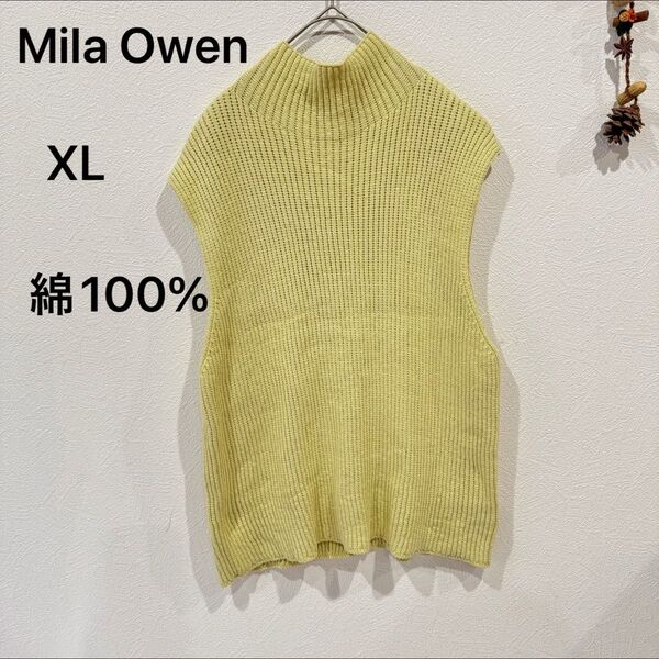 Mila Owen ノースリーブニット タートルネック コットン100%