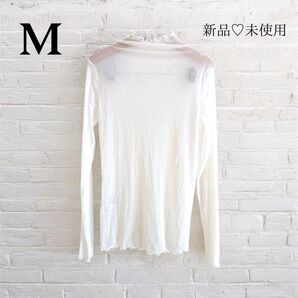 新品 シアーカットソー 長袖 白 ホワイト オシャレ M シースルー 長袖 トップス 長袖カットソー カットソー 白 ホワイト