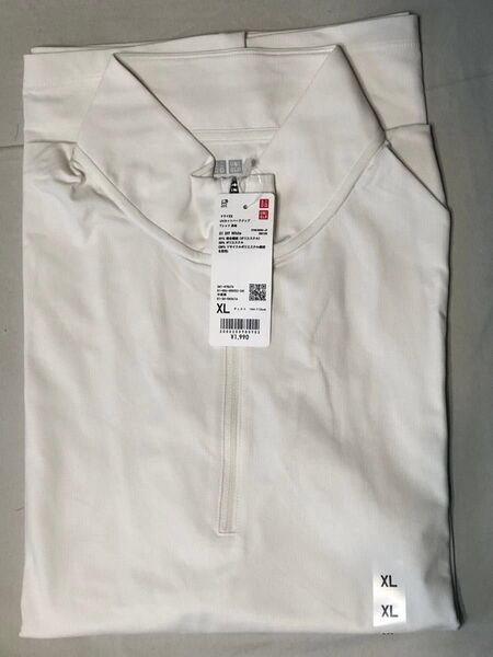 ユニクロ ドライEX UVカット ハーフジップ Tシャツ 長袖 カットソー オフホワイト XLサイズ