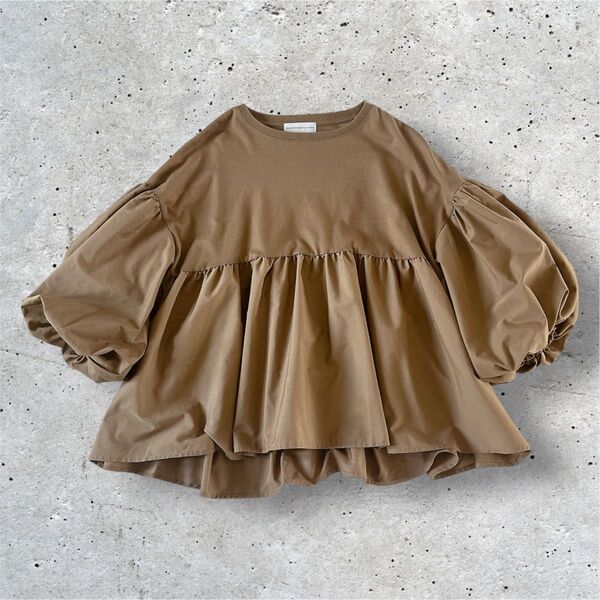 【美品】SEASON REASON ボリュームスリーブ 異素材ドッキングカットソー