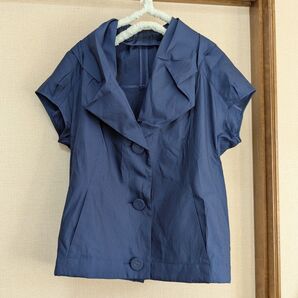 【HIROKO BIS】ネイビー ボタンジャケット/ベスト ベスト ジャケット ジレ