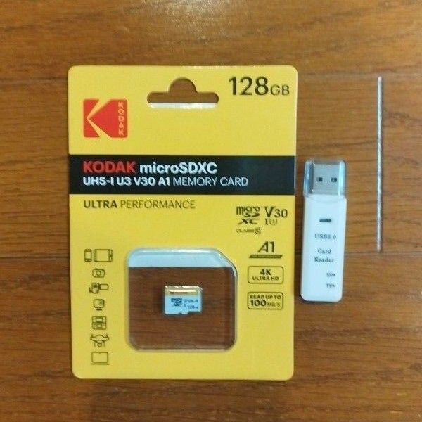 【新品 128GB 1枚】 コダック KODAK マイクロSD microSDXC UHS-I V30 A1