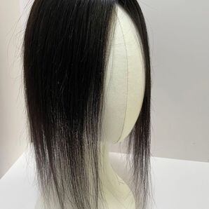 人毛100%部分ウィッグ ヘアピース 超軽量 白髪隠しトップピース ナチュラルブラック