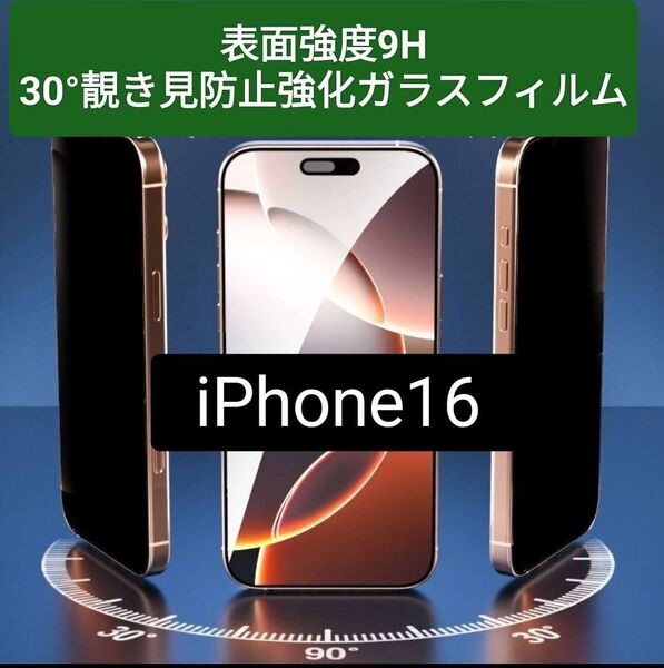 【iPhone16】 30°覗き見防止強化ガラスフィルム硬度9H