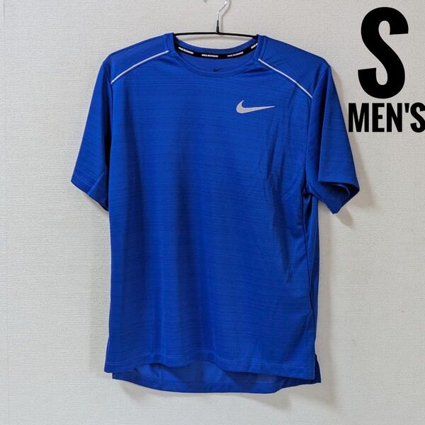 新品 S マイラー ショートスリーブ ランニングトップ ナイキ Dri-FIT ブルー Tシャツ 半袖 AJ7566-480