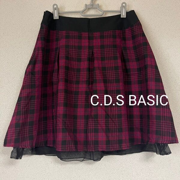 C.D.S BASIC チェック柄 膝丈スカート Lサイズ