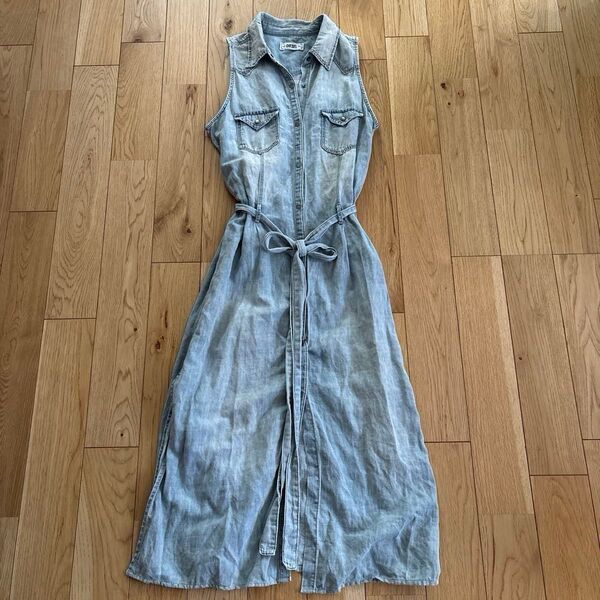 DIESEL ノースリーブ ワンピース デニムワンピース デニム ロング マキシ丈 コットン リネン ディーゼル カーディガン