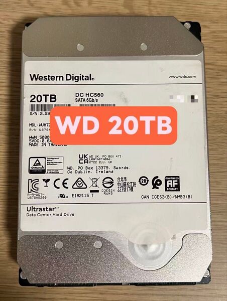 2023年末製 通電約300時間 大容量HDD WD 20TB HC560 NAS 3.5インチ SATA