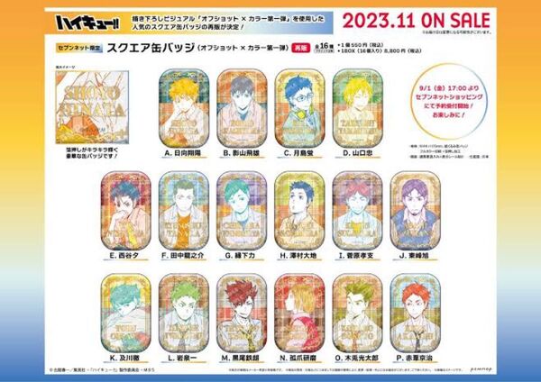 セット ハイキュー!!スクエア缶バッジ オフショット カラー 第一弾 第二弾 セット