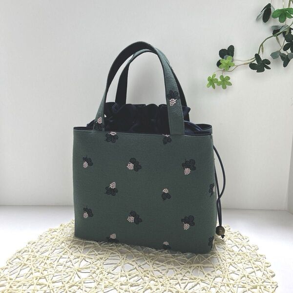 ミナペルホネンあおりポケット巾着バッグ ハンドメイド