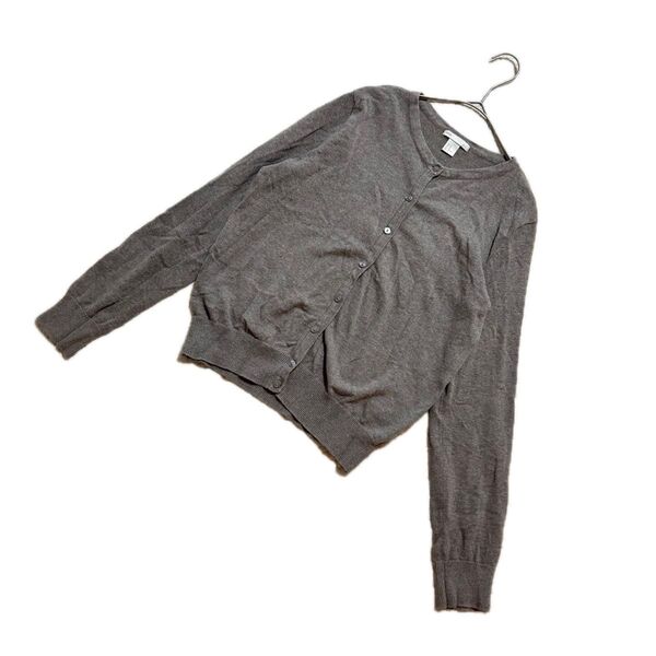 エイチアンドエム H&M BASIC クルーネック コットン ニット カーディガン 長袖 トップス 無地 セーター 綿100% M