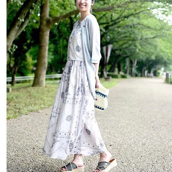 チチカカ バンダナ マキシワンピース エスニック ロングワンピース 涼しい 春夏 ロングワンピース ワンピース