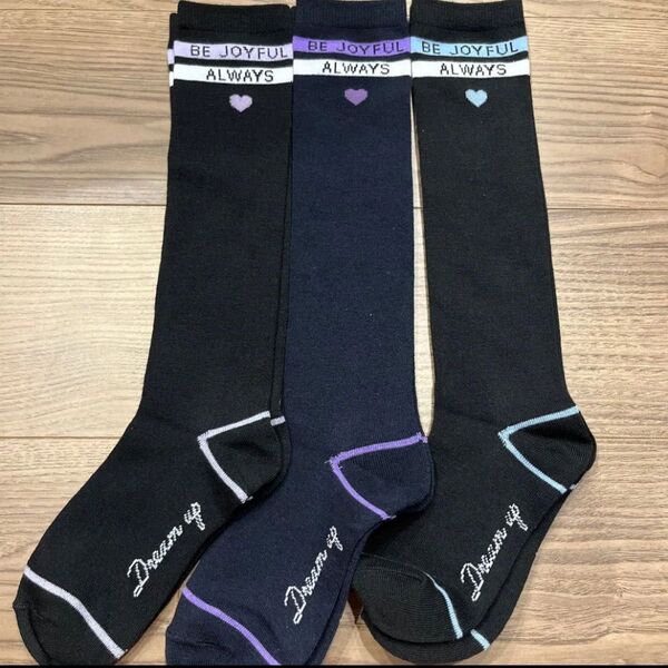 新品 女の子 ① ハイソックス 19〜24㎝ 3足