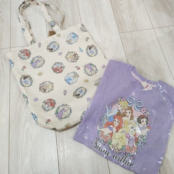 新品 リトシー ディズニー プリンセス トートバッグ 半袖 Tシャツ 100cm セット