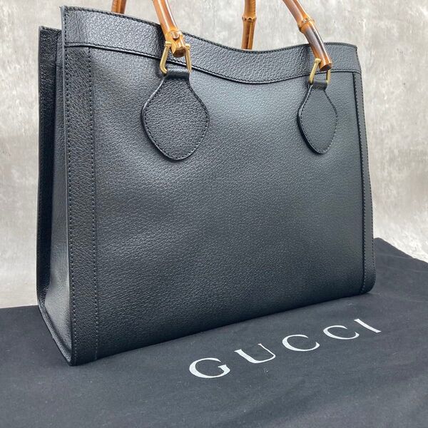 【極美品】 グッチ GUCCI トートバッグ ダイアナ バンブー ブラック オールドグッチ ハンドバッグ メンズ レディース