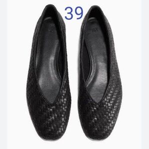 H&M 編み込みフラットシューズ ブラック レディース サイズ39 試着のみ 美品