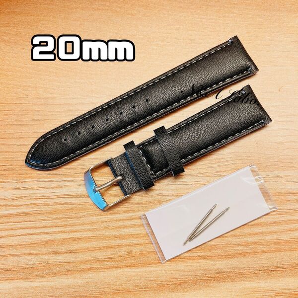 《新品》ブラック 黒 PUレザー 腕時計 交換ベルト 男女兼用 幅20mm バンド 合皮 時計 ベルト ②
