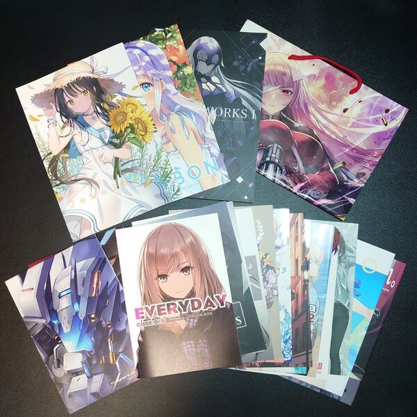 18冊 同人誌 オリジナル 創作 イラスト集 まとめ売り おまけ付き フルカラーイラスト集