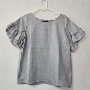しまむら ミラクルクローゼットブラウス グレー 半袖ブラウス