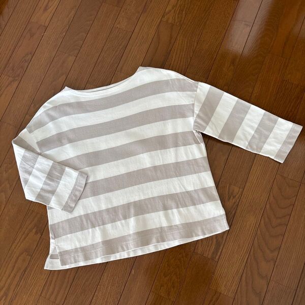 MUJI ボートネック ボーダーカットソー M