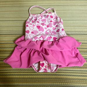女の子 水着 ハート柄 フリル 100サイズ