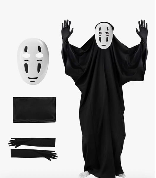 コスプレ衣装 カオナシ 3点セット 大人用 仮装 ハロウィン マスク 男女兼用