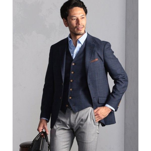 MEN'S BIGI ミックスヤーン ストレッチテーラードジャケット 02 新古品 定価35,200円 メンズビギ